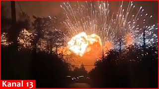 quotFk terriblequot  shocked Russians show explosion at ammunition depot in Krasonodar [upl. by Charleen69]