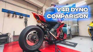 Ducati V4R vs V4 Dyno Comparison AND V4R Stock vs UpMap vs BT Moto Dyno Comparison [upl. by Goff297]