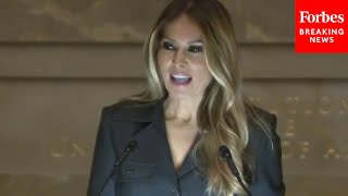 BREAKING NEWS Melania Trump Discusses Life Story At Naturalization Ceremony At National Archives [upl. by Sirrot]