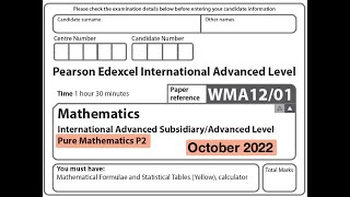 Edexcel IAL Maths  P2  October 2022 [upl. by Edieh800]