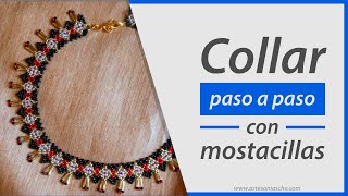 Collar tejido con mostacillas esquema paso a paso Diseño N° 01 [upl. by Rutherfurd]