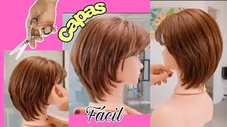 Estilo y Elegancia Corte para mujer en Capas SemiCortas muy fácil de hacer HairCut [upl. by Earl]