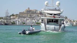 Yacht Christina G 34M Kingship leaving Marina Ibiza [upl. by Vookles410]