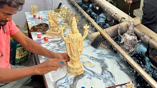 How its made gold amp silver plated god idols Manufacturing prosses of 24 carat gold plated items [upl. by Ehcram]