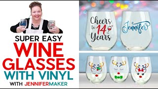 DIY Easy Personalized Wine Glasses with Vinyl and a Cricut  For Beginners [upl. by Otrevire]