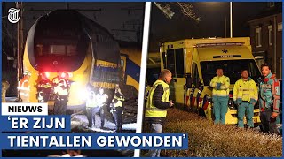 Beelden ravage door treinongeluk bij Voorschoten [upl. by Ahsetal]