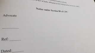 FORMAT OF LEGAL NOTICE UNDER SECTION 80 OF CPC DRAFTING LAWNOTES FORMATSOFDRAFTING [upl. by Htilil]