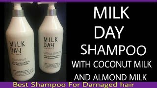 MILK DAY SHAMPOO WITH COCONUT MILK AND ALMOND MILK REVIEW  HOW TO USE [upl. by Reynolds]