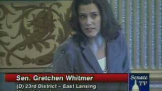 Senator Gretchen Whitmer Responds to ProBullying Legislation [upl. by Golda882]