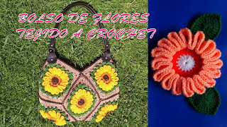 Bolso N° 1 tejido a crochet o ganchillo con 8 cuadrados de Flores paso a paso en video tutorial [upl. by Hareemas]