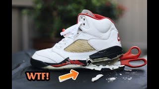 1999 AIR JORDAN FIRE RED 5 SOLE SWAP [upl. by Notac714]