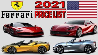 Ferrari Price List 2021 2022 [upl. by Ahsinnor]