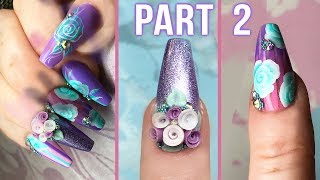 3D Acrylic Bouquet  Striped Effect Designer Nails Part 2 [upl. by Magulac568]