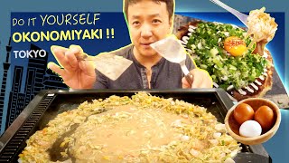 Do It Yourself OKONOMIYAKI quotJapanese Pizzaquot MUST TRY Monjayaki amp YAKISOBA in Tokyo Japan [upl. by Isidora]