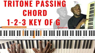 Learn Tritone passing chords 123 that pro do use key G  Piano Tutorial [upl. by Kloster]