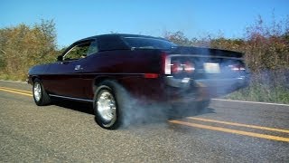 1973 Custom Plymouth Barracuda  Fast driving owner likes burnouts [upl. by Oderfliw626]