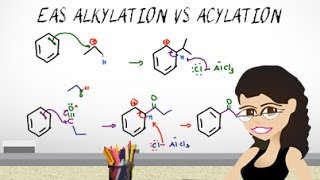 EAS Friedel Crafts Alkylation vs Acylation EAS vid 8 by Leah Fisch [upl. by Lauder138]