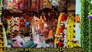 Home decor items  Chickpet Bangalore Wholesale Garlands  Door Hangings  Party items [upl. by Hcirdla852]