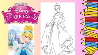 HOW TO COLOR CINDERELLA  Cinderella Drawing  Coloring Cinderella Disney Princess  Cinderella [upl. by Ezirtaeb656]