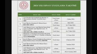 Açık Lise ve Ortaokul 2024 yılı sınav tarihleri takvimi yayınlandı MEB 2024 Sınav Uygulama Takvimi [upl. by Bremble217]