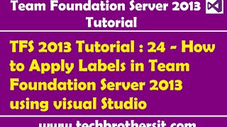 TFS 2013 Tutorial  24  How to Apply Labels in Team Foundation Server 2013 using visual Studio [upl. by Saw473]