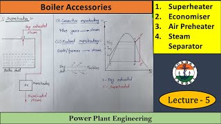 Lecture 5 Boiler Accessories  Superheater Economiser Air preheater and Steam separator [upl. by Rayner]