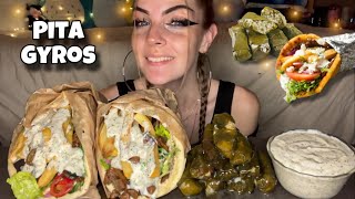 PITA GYROS AND DOLMAS MUKBANG Vegan No Talking [upl. by Auqeenahs]