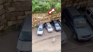 5 Cars Trapped After Wall Collapse shortsvideo [upl. by Annayak]