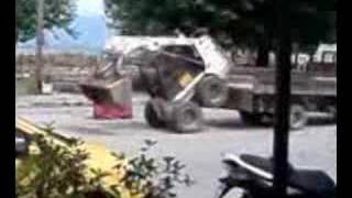 Bobcat auto loading  Backhoe Excavator stunt tractor [upl. by Eilsehc207]