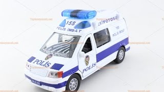 Promosyon oyuncak polis arabası metal sesli ışıklı çek bırak [upl. by Nnyladnarb]