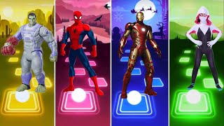 HULK MAN 🆚 SPIDER MAN 🆚 IRON MAN TILES HOP 🆚 SPIDER WOMAN TILES HOP GAMING WHO IS BEST [upl. by Wallack89]