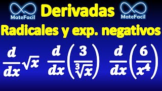 Ejemplos de derivadas Parte 3 raices exponentes negativos y fraccionarios [upl. by Tound27]