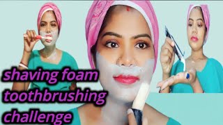 shaving foam toothbrush challenge।toothbrushingshortsvideo fannyvideo 😭 [upl. by Baker231]