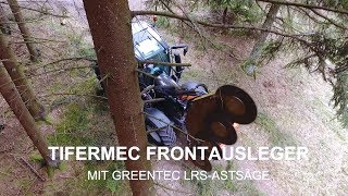 Frontausleger mit Astsäge im Einsatz am Traktor auf Feldwegen [upl. by Oicul]