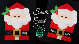 Santa Christmas CardHow to make Christmas Greeting Card Santa cardSimple and Easy Christmas Card [upl. by Oglesby]