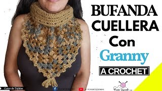 Tejiendo Bufanda Cuellera a Crochet con Granny Square  Tejidos a Ganchillos [upl. by Gemperle]