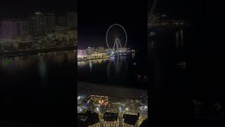 UAE🇦🇪Dubai Sofitel Dubai Jumeirah Beach  panoramic view The Palm and Bluewaters Island by night [upl. by Araz]