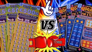 SCRATCH CARD VS CHALLANGE FULL OF £500s VS £100000 A MONTH THE GLOVES ARE OFF scratch crazy [upl. by Roswell]