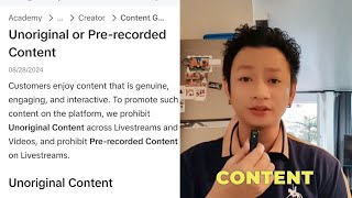 Unoriginal content or Prerecorded Content sa Tiktok bawal na [upl. by Lybis]