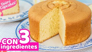 BIZCOCHO EXTRA ESPONJOSO CON 3 INGREDIENTES  RECETA FÁCIL  Quiero Cupcakes [upl. by Htennaj]