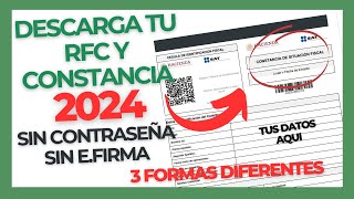 Descargar mi RFC y CONSTANCIA DE SITUACIÓN FISCAL sin Contraseña 2024 [upl. by Nylirek]