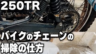 【250TR 】バイクのチェーン清掃amp注油 [upl. by Ennairej618]