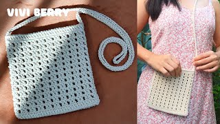 Super Easy DIY Crochet Mini Cross Bag  Crochet Crossbody Bag Tutorial  ViVi Berry Crochet [upl. by Elleb]