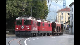 Rhätische Bahn  Güterverkehr auf der Arosa Bahn mit Ge 44 II [upl. by Olegna]