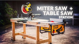 Simple but Highly Functional WORKBENCH with Table Saw and Miter Saw Stations [upl. by East]