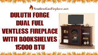 Duluth Forge Dual Fuel Vent Free Fireplace With Bookshelves  Ventless Gas Fireplace [upl. by Allecram]