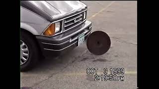 Running over a sign with a Ford Aerostar at the First Baptist Church parking lot on October 3 1999 [upl. by Billi686]