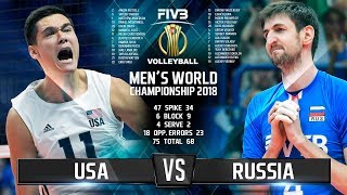 USA vs Russia  Highlights  Final 6 Mens World Championship 2018 [upl. by Ettenoj]