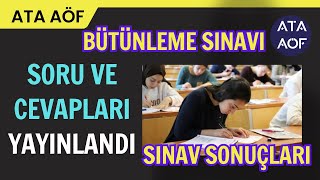 Ata Aöf Güz Dönemi Bütünleme Sınavı Soruları ve Cevapları Yayınlandı Sonuçlar Ne Zaman Açıklanır [upl. by Casta]