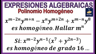 🚩EXPRESIONES ALGEBRAICAS 04 Polinomio Homogéneo Ejercicios [upl. by Urba]